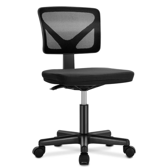 JHK Mesh with Lumbar Support Armless Office Chair Low Back with Wheels Adjustable Height 360°